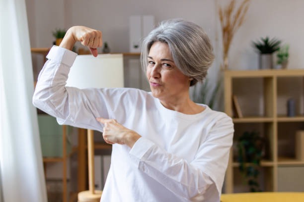 Strong senior woman expressing confidence and power