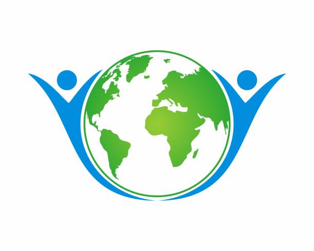 Abstract Success people surrounding the green globe vector illustration